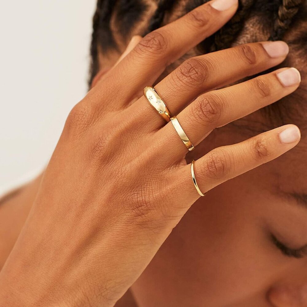 14K Gold Filled Ring Women Girls Dainty Stackable Band Thin Gold - Picture 9 of 9